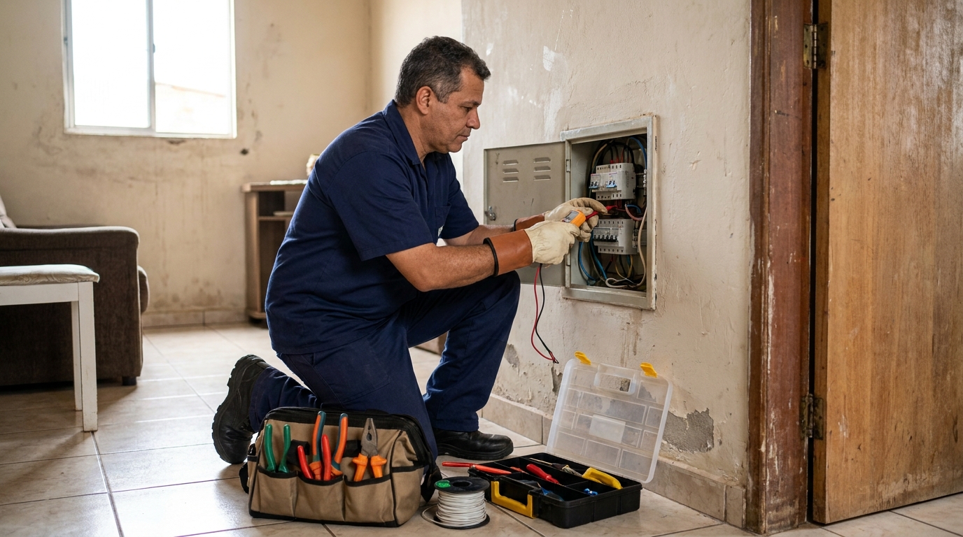 Eletricista com ferramentas em Feira de Santana‑BA
