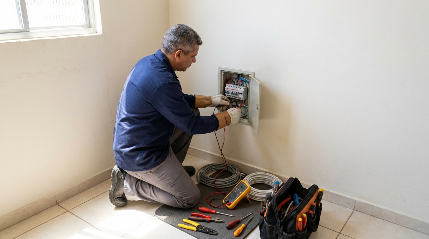 Eletricista realizando manutencao em Feira de Santana‑BA