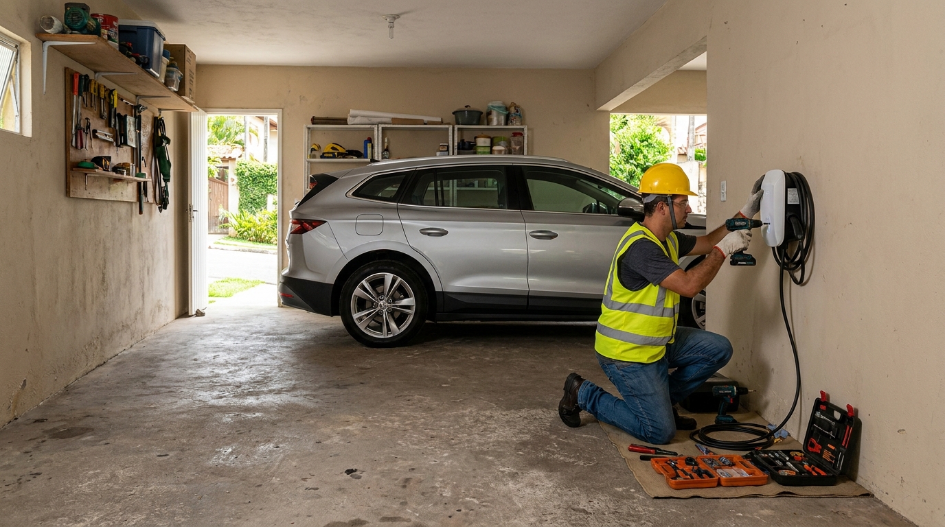 Instalacao de carregador de carro eletrico residencial em Feira de Santana‑BA