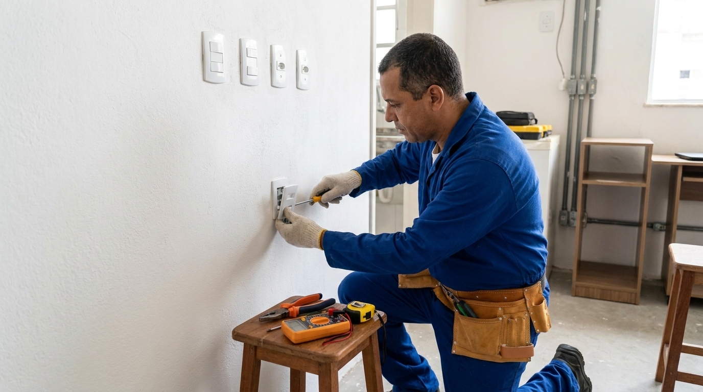 Instalacao de tomada e interruptor profissional em Feira de Santana‑BA